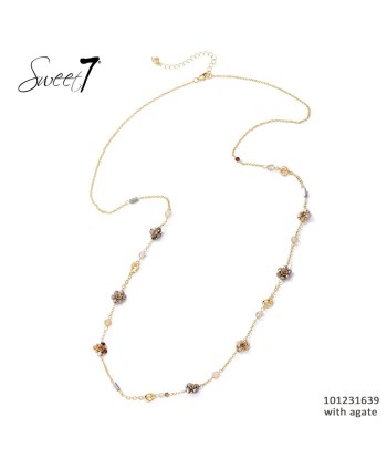 SWEET7 lange ketting met fijn bloemetje